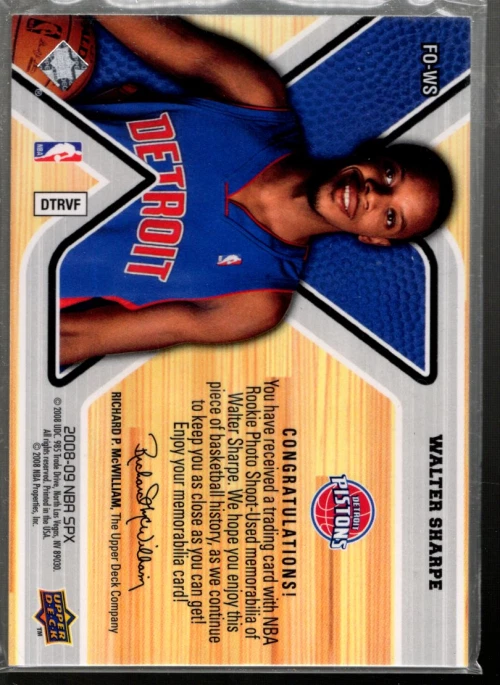 A8826- 2008-09 SPx Freshman Orientation #FOWS Walter Sharpe Jersey - NM-MT - Image 2 of 2