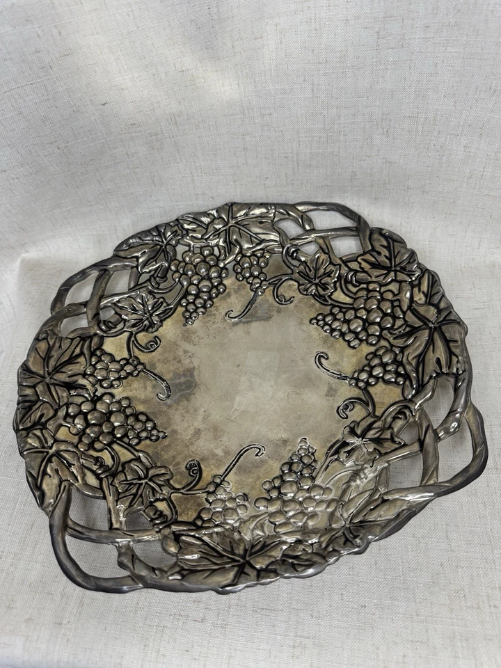 Godinger Silver Art Co bandeja de vid de uva 13” plato de plata vintage plato para servir Foto 4 de 4