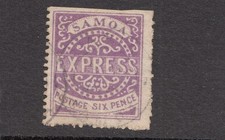 1877  SAMOA EXPRESS genuine Not reprint 6d. mauve f.used.original  SG6 STATE II
