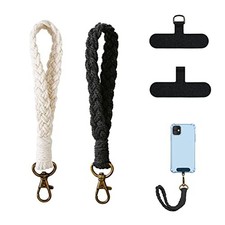 2 PCS Phone Wrist Strap, Cell Phone Lanyard, with 2 Phone Tether White black