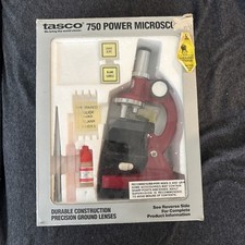 Tasco 750 Power Microscope Red w/ Discovery Kit, Model P750E 1989 