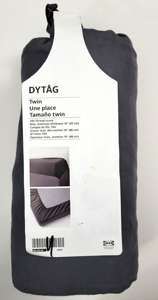 IKEA DYTÅG DYTAG Sábana bajera, gris oscuro, Twin 405.214.23 - Nueva