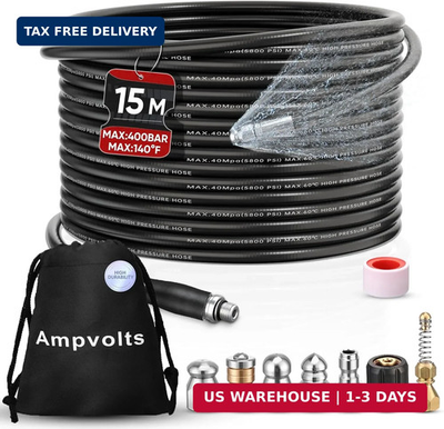 #ad 50FT Sewer Jetter Kit for Pressure Washer 5800 PSI Drain Cleaning Hose with 5 J $66.12