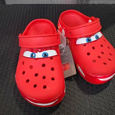 Kids Crocs Lightning McQueen Red Light Up Clogs Slip On 