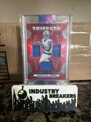 2024 Panini Obsidian - Trifecta Swatches Amon-Ra St. Brown #TS-ASB Red /75 (MEM)