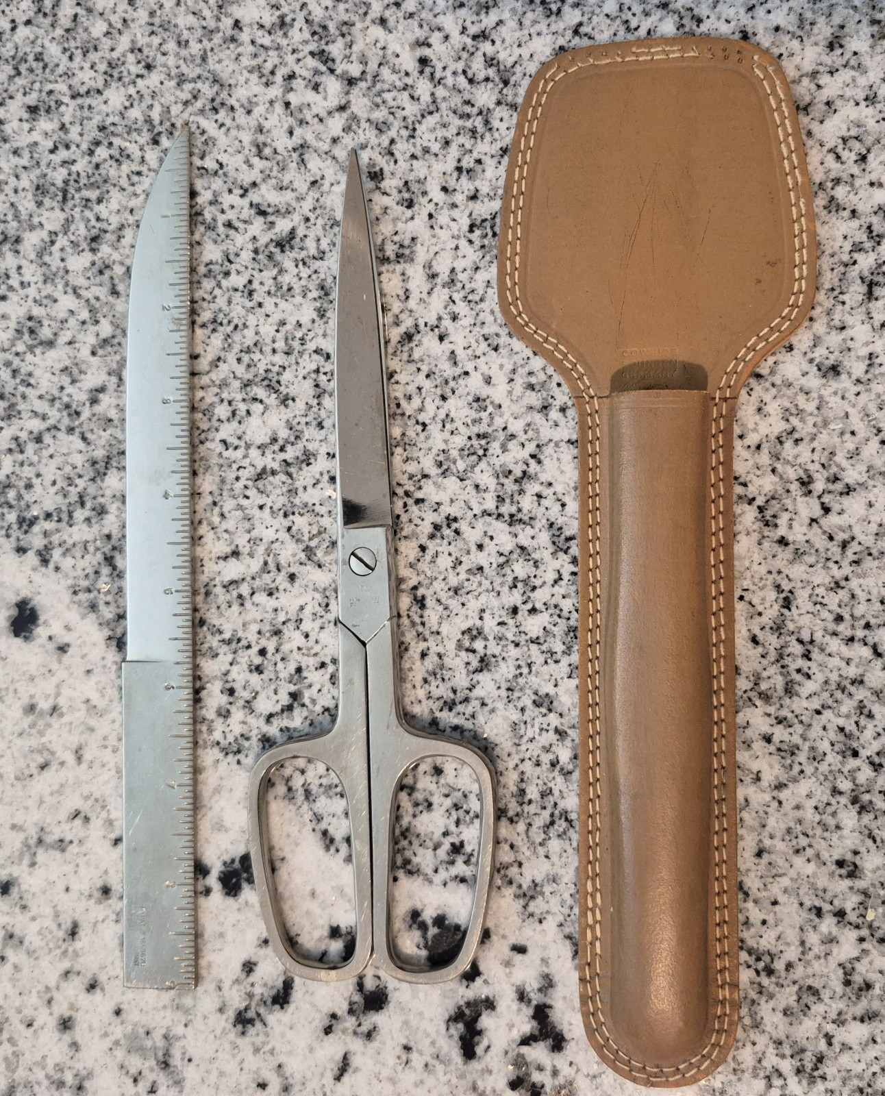 Italy Scissors Letter Opener Solingen Germany Leather Sheath Vintage