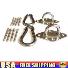 Stainless Steel Hammock Kit Heavy Duty Spring Snap Hooks Indoor Outdoor Use