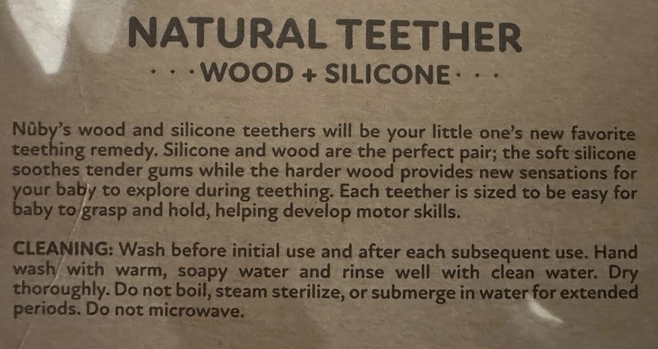 Nuby Natural Teether Wood + Silicone 3m+ - Image 3 of 3