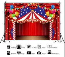 NEW Leyiyi 10x7 Red Circus Tent Backdrop Carnival Theme Photo Booth