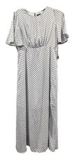 Who What Wear Women’s Dress Light Gray Blue Polka Dot Flutter Sleeves Size M
