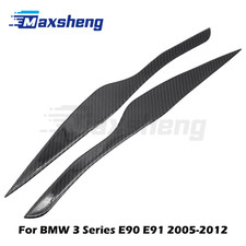 Carbon Fiber Headlight Eyebrow Eyelid Cover Trims Decal For Bmw 3 Series E90 E91