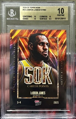 2024-25 Topps Now Lebron James 50K Career Points Card #12 BGS 10 Pristine