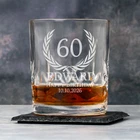 Personalised 60th Happy Birthday Crest Crystal Glass Tumbler Gifts Ideas Whiskey