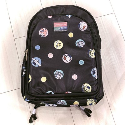 m28S Hello Kitty Backpack TaiwanOnly Sanrio 50th Anniversary Nylon Black Used