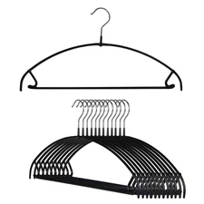 Mawa 42Ptu Euro Space-Saving Anti-Slip Steel Clothing Hanger, Set of 12, Black