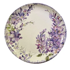 The Farmhouse Purple Spring Floral 8.5" Melamine Salad Plates Set of 4 NEW
