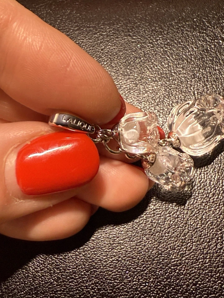 Lalique Muguet 3 Charm Pendant Necklace LALIQUE 925 Silver - Image 2 of 4