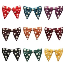 Men's Pre-tied Beads Decor Bowtie Solid Color Shiny Party Big Oversize Bow Tie