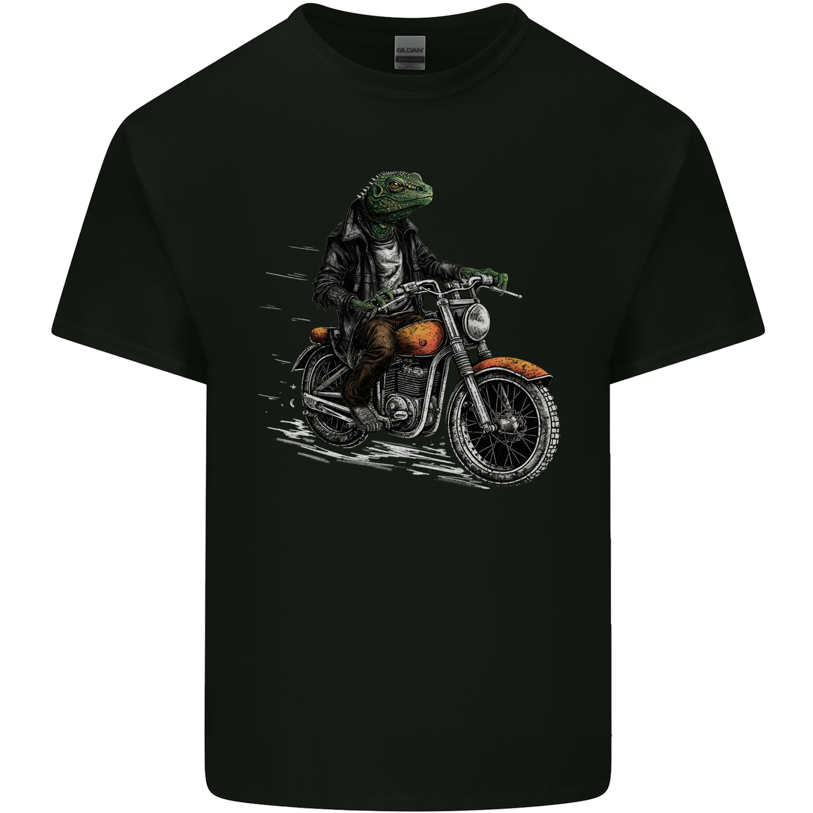 Lizard Biker Motorcycle Motorbike Reptile Mens Cotton T-Shirt Tee Top