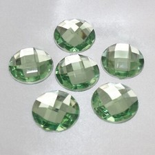 50 Light Green Acrylic Flatback Rhinestone Round Gem Beads 20mm (3/4") No Hole