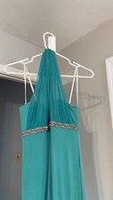 Windsor Turquoise Halter Form Fitting Prom Formal High-Low Dress Gown Size S