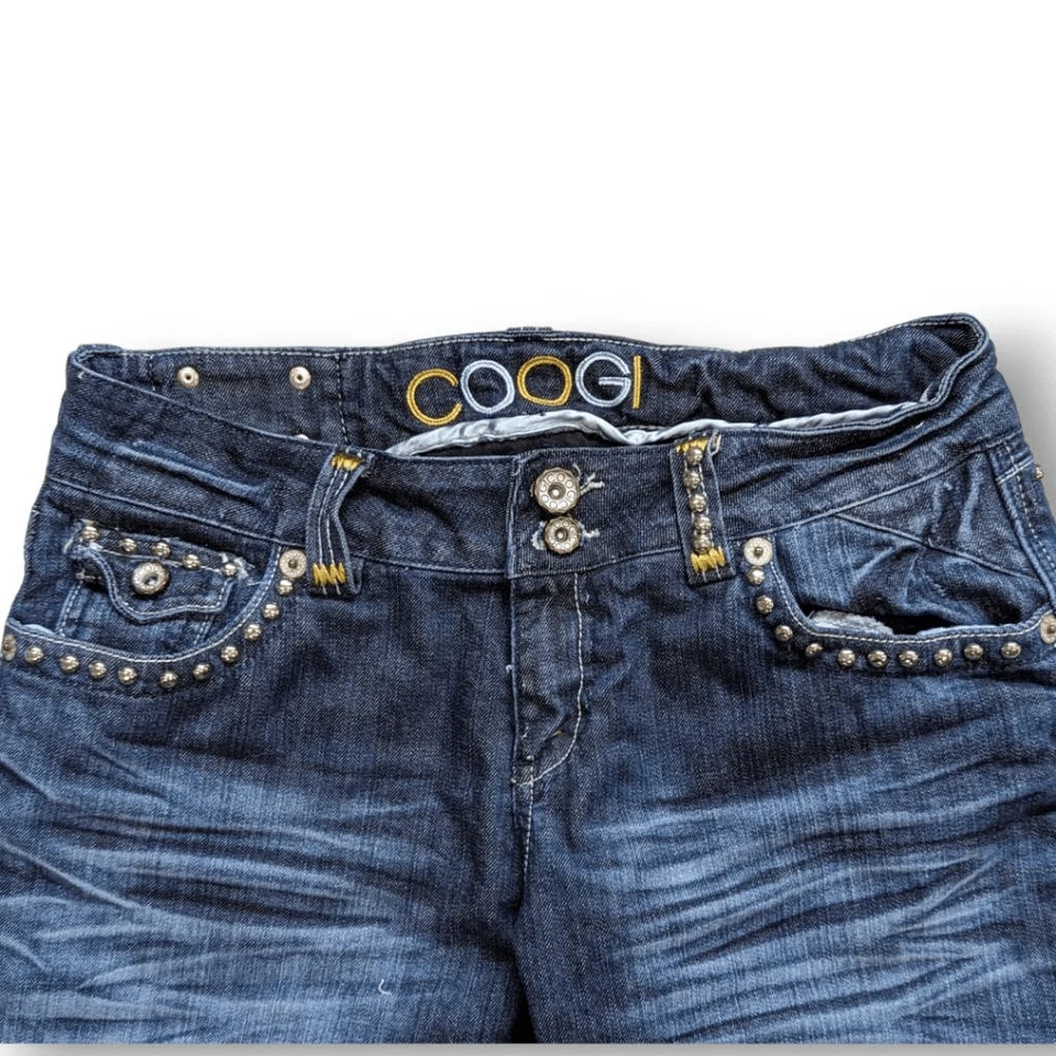 Coogi Y2K Womens Denim Jeans Boot Cut Stud Double Button Blue Med Wash Size 11/1 - Image 4 of 4