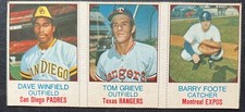 1975 Hostess Panel, Dave Winfield, Tom Grieve, Barry Foote, #37/38/39, HC, FS