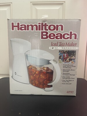 NIB HAMILTON BEACH 2 QT. CAPACITY ICED TEA MAKER / AUTO SHUT-OFF MODEL #40911