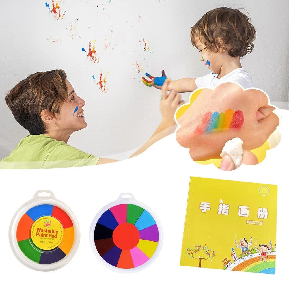 Finger Painting Kit, 6/12 Colors Kids Washable Finger Set w/Painting I7C2