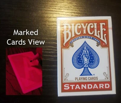Infrared Bicycle marked cards Numbers and suite Luminous Ink - Poker - magic - Image 1 of 4
