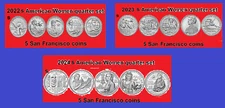 2022, 2023, 2024 American Women Quarter S Coin Set 15 coins UNC *ON HAND*