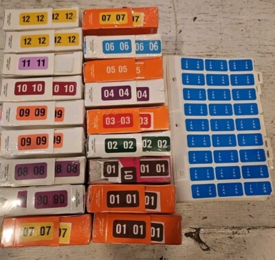 18 PMA NUMERS END TAB LABELS  500/ROLL OFFICE FILING SYSTEM MONTHS JAN-DEC NEW