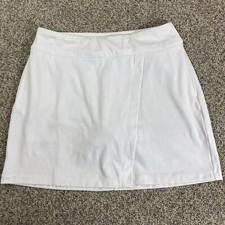 Lady Hagen Athletic Skort Skirt White Stretch Pull On Side  Back Pockets