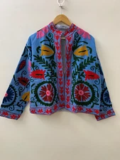 Suzani coat | Women's Suzani jacket | Indian Cotton Embroidery Jacket | Quilted