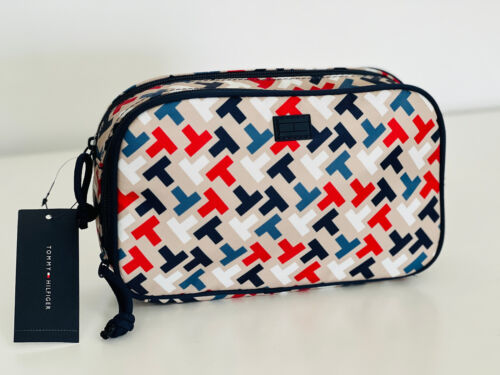 NEW! TOMMY HILFIGER TRAVEL MAKEUP POUCH COSMETICS ORGANIZER CASE BAG $68 SALE - Picture 1 of 6