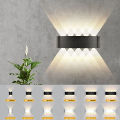 Modern LED Up Down Wall Lights Lighting Fixture Outdoor Indoor Lamp lighting UK - Image 1 of 4