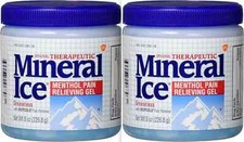 MINERAL ICE Menthol Pain Gel 8oz Tub  2 pack 