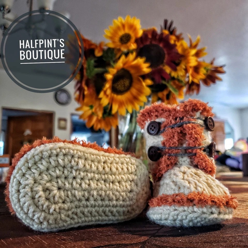 Осень \ зима крючком малыш ботинок размер 9-12 ручной работы зимние ботинки - Изображение 3 из 4