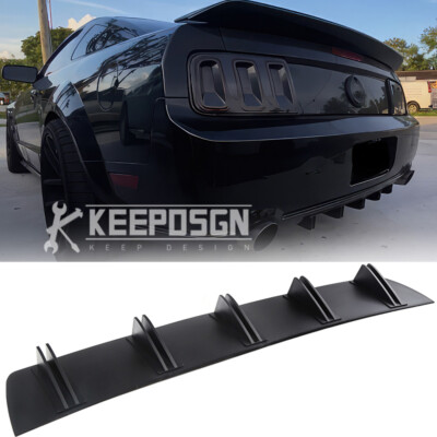 For Ford Mustang GT Rear Lip Bumper Diffuser 10 Fin Wing Spoiler Matte Black
