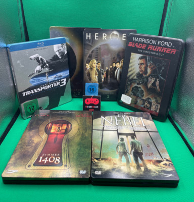 6x Steelbook DVD Zimmer 1408+Nebel+ Blade Runner+ Transporter 3 (Bluray) +Heroes