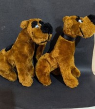 Vintage Brown Great Dane Plush Dog stuffed animal Toys Set Of 2 9"