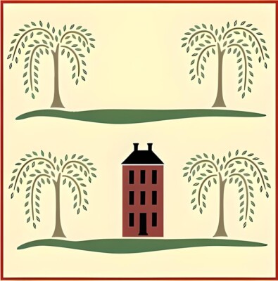 WILLOW SCENE STENCIL - PRIMITIVE - Add your favorite Saltbox -The Artful Stencil
