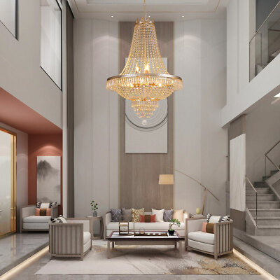 9-Light French Empire Crystal Chandelier Large Foyer Luxury Ceiling Fixture Lamp