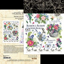 Graphic45 SPRING IS IN THE AIR RUB-ON TRANSFER SET (2) Sheets scrapbooking