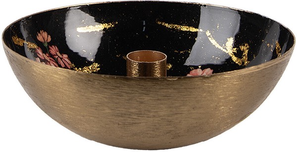 Clayre & Eef 65881 KerzenstäNder Gold Schwarz Ø 17X6 Cm Eisen Barockstil-image
