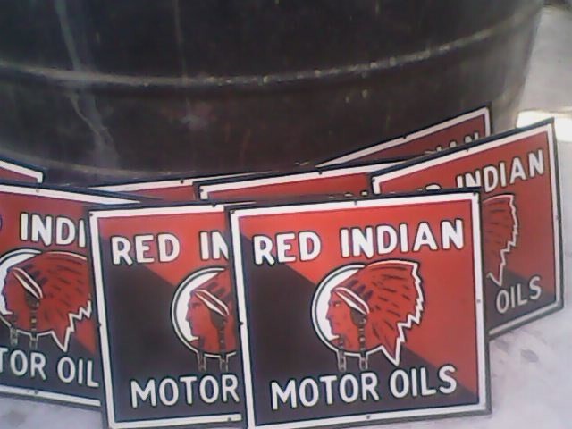 PORCELAIN RED INDIAN ENAMEL SIGN 24X24 INCHES LOT OF 10