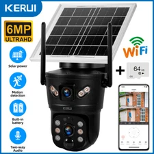 6MP Solar PTZ Camera Outdoor Dual Lens WiFi Solar Panel Security Camera w/ 64GB