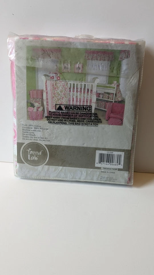 Paisley Park Window Valance Trend Lab 82" x 15" Pink Green Striped Nursery Room - Image 3 of 4