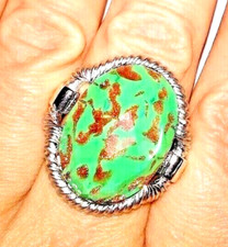 MURANO GLASS FACETED STERLING SILVER DESIGNER RING SPARKLE GREEN 8  160