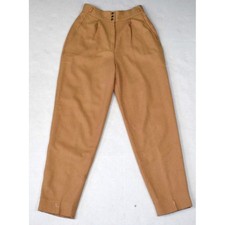 Vintage Wool Pants Jack Winter 50s Size W26 L28 Tan Lined Pleated Snap Close
